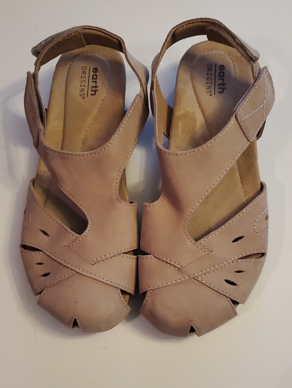 Earth Origins BIRDLINE Women's Ivory Leather Slingback Sandals,size 9.5
